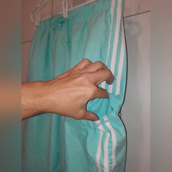 Adidas Women's Capri Pants size large beautiful teal & white color EUC - Picture 5 of 10